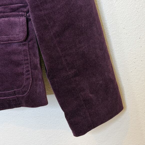 Talbots Velvet Blazer Jacket Size 14 Purple 1 Button Long Sleeve Lined Pockets - Picture 4 of 8
